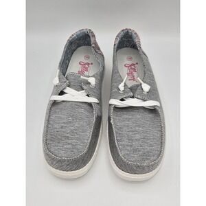 Jellypop Gray Canvas Boat Shoes Casual Comfort Slip-On Loafers Size 10